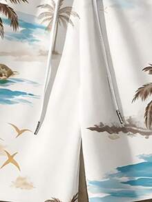 Men's 2 Pieces Tropical Island Print Set, Beach Shirt And Matching Shorts - Multicolor - View 6