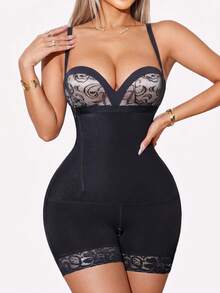 1pc Shapewear, Waist Cincher & Butt Lifter, Side Zipper Plunge Design, Suitable For Women's Daily Wear - Black - View 4