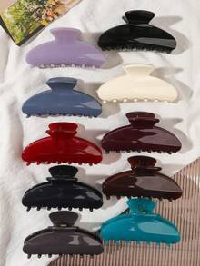 10pcs Bohemian Morandi Color Jelly Half-Moon Hair Claw Set, Half-Up Back Bun Hair Clips For Flyaway Hair, Basic Minimalist Korean Style Hair Accessories For Home, Daily Wear And Commuting - Multicolor - View 6