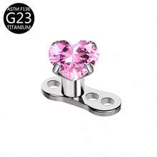 1Pc Pink Series G23 Titanium CZ Inlaid Dermal Anchor Hypoallergenic Body Piercing Jewelry For Daily Wear - Pink - View 16