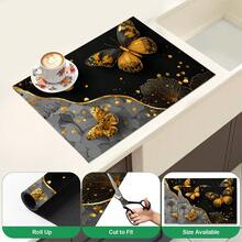 1pc Gold Butterfly Pattern Diatomaceous Earth Absorbent Dish Drying Mat, Pastoral Style, Suitable For Kitchen Countertop, Home Dining Table Decor, Coffee Machine Mat, Breakfast Mat, Table Mat And Holiday Party Decoration - Multicolor - View 6