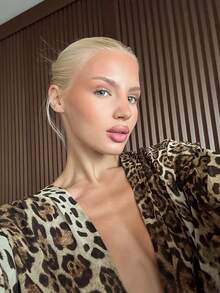Women's Leopard Print Deep V-Neck Fitted Mini Dress, Long Sleeve Design, Sexy And Elegant, Create A Bold Party Look - Multicolor - View 3