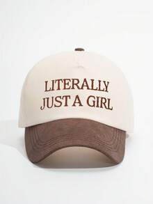 1pc Embroidered "LITERALLY JUST A GIRL" Colorblock Baseball Cap, Adjustable Trucker Hat, Sun Protection Casual Cap For Spring/Autumn Travel, Beach Vacation, Men's Y2K Style Youth Hat - Baseball Cap - View 14