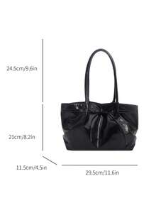 Large Capacity Women's Tote Bag, Versatile Commuter Shoulder Bag For Women - Black - View 8