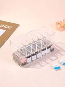 1pc Portable Desktop Contact Lens Storage Box, High-End Large Capacity Storage Box, Suitable For And Multiple Pairs Of Contact Lenses, Data Cable Storage Box - Clear - View 1