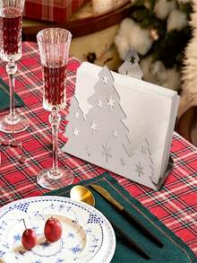 1pc Creative Christmas Tree Series Paper Towel Holder, Vertical Holiday Decorative Paper Towel Storage Clip, Christmas Desktop Accessories, Suitable For Home Decoration, Hotel Decoration, Kitchen Decoration - Multicolor - View 2