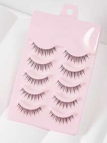 Pair Of Cartoon False Eyelashes, Natural And Slender, Soft Fiber, Cross Eyelash Design, Fine Black Eyelash Band, Comfortable And Non-Irritating; Reusable, Suitable For Daily Makeup, European And American Style - Black - View 2