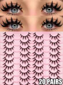 20 Pairs Of False Eyelashes, Pointed False Eyelashes, Faux Mink False Eyelashes, Suitable For Makeup Use, Suitable For Beginners, Daily Wear, Friend Gatherings, Holiday Parties And Other Places, Eyelashes, False Eyelashes - Black - View 9