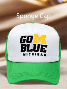 1pc Men Hats 'GoM Blue Michigan' Printing Men Hat, Adjustable Hats, Perfect For Travel, Mountain Climbing, Hiking, And Sun Protection - Multicolor - View 7