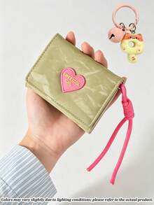 Dopamine Lanyard Wallet Korean INS Heart Candy Wallet Girls Minimalist Short Wallet Wholesale Tri-Fold Student Coin Purse And Card Holder, Suitable For Cash, Credit Cards, Ultra-Thin Compact Dopamine Coin Storage Bag, Portable Design Suitable For Travel And Daily Use, Christmas Gift - Multicolor - View 11