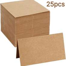 25/50pcs 3.54*3.94inch Blank Kraft Paper Place Cards, Suitable For Wedding, Baptism, Graduation, Birthday Party, Table Number, Accessories, Wedding, Birthday Party Decoration, Business Card - 1pc(random color) - View 9