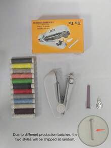 16pcs/Set [1 Machine + 15 Accessories] Portable Mini Handheld Sewing Machine, Suitable For Beginners, Home Emergency Repair, Lightweight Fabric Applicable, Portable Home Sewing Machine, White, Small Sewing Machine - Multicolor - View 12
