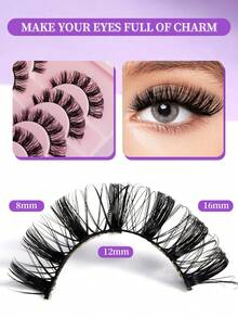 10 Pairs Full Strip Thick False Eyelashes, Fluffy & Voluminous, Curling 3D Effect To Instantly Enhance Eye Contour - View 4