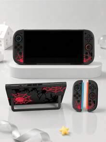 1 قطعة غطاء حماية لجهاز ألعاب Switch 2 بتصميم شبكة عنكبوت وشوك داكن، يأتي مع زوج واحد من أغطية عصا التحكم بتصميم جمجمة، متوافق مع Switch 2 الجديد (2025)/Switch NS/Switch OLED، غلاف TPU ناعم، غطاء حماية عالمي لوحدة التحكم، إكسسوارات ألعاب Switch، حقيبة تخزين، مضاد للسقوط والانزلاق والخدش - متعدد الألوان - مشاهدة 3