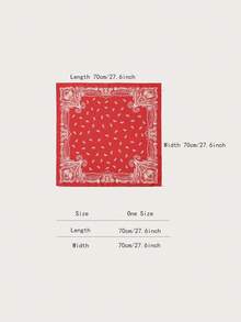 1pc Floral Print Casual Polyester Scarf, Suitable For All Seasons - Red - View 2
