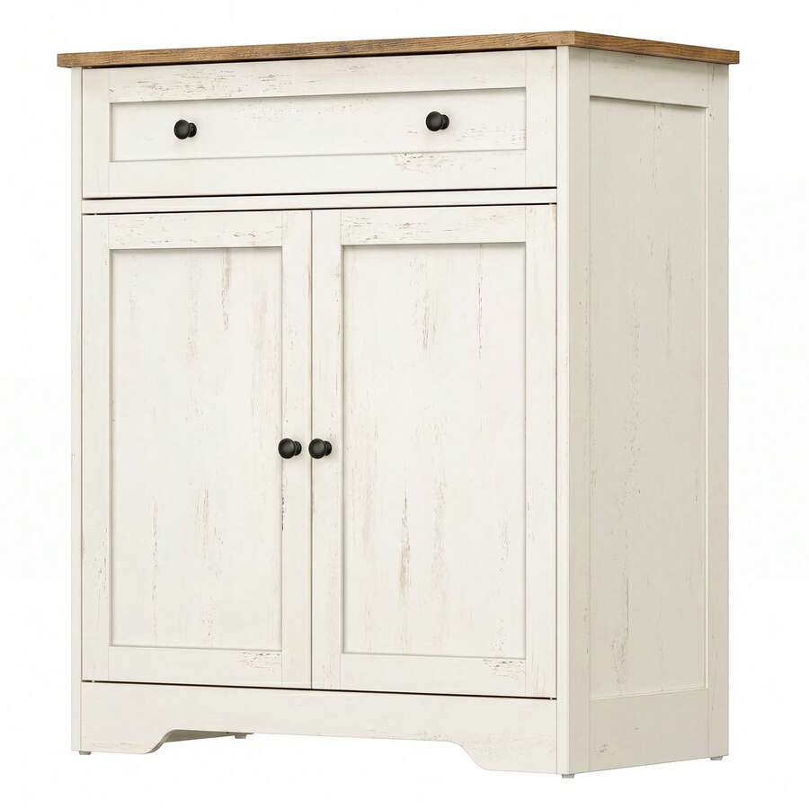 VASAGLE Sideboard, Storage Cabinet With Drawer And Adjustable Shelf - White - View 1
