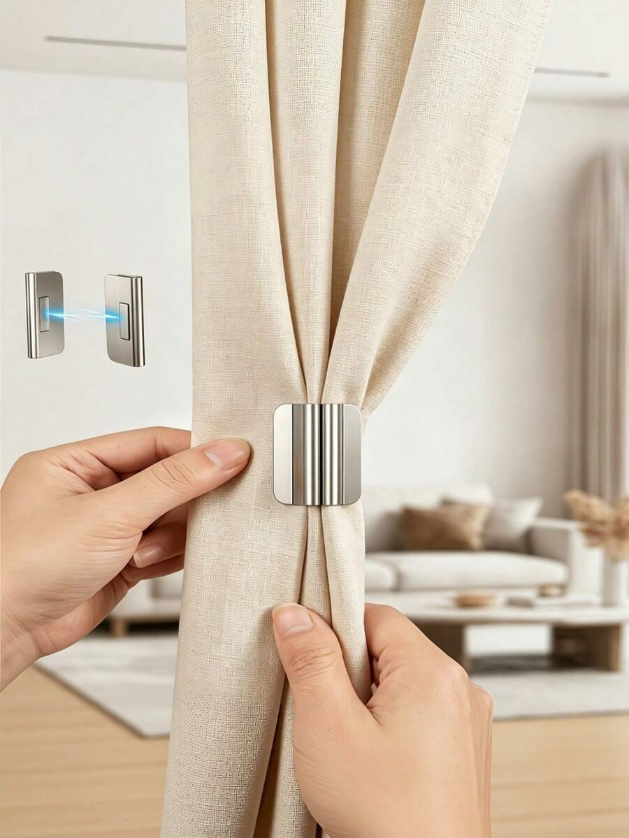2/4/6/8/10pcs Curtain Clips, Effectively Prevent Light Leakage, Made Of High-Quality Metal Material, Easy To Install And Durable, Essential Home Accessory, Suitable For Various Curtains And Blackout Curtains