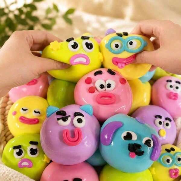 5pcs Super Soft Ugly Cute Expression Squishy, Perfect For Holiday, Birthday Gift, Halloween, Thanksgiving, Christmas, Labor Day, Back To School, Party Gift, Crunchy Squish, Crunchy Butter Squish, Squeeze, Slushy Ball, Squishy Stress Toy, Dumpling Squish, Toys For Girl, Army, School Supplies