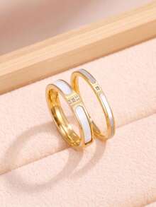 1pc Fashion English Engraved Stainless Steel 18K Gold Plated Horseshoe Buckle Ring, Exquisite Women's Stainless Steel Jewelry, Suitable For Women's Daily Wear, Holiday Gift - Ring - View 14
