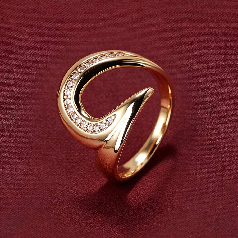 1pc Personalized Rotating Arrow Design Cubic Zirconia Inlaid Women's Ring Casual Gift - Multicolor - View 1