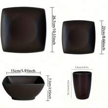 16/24‑Piece Matte Black Dinnerware Set, Reusable Stackable Tableware With Bowls, Plates And Cups, Microwave & Dishwasher Compatible For Home Daily Use, Camping, Picnics - Black - View 4