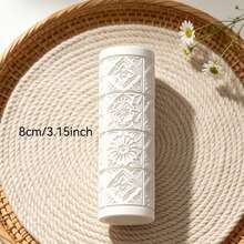 1Pc Vintage Tile Floral Texture Roller, Retro Geometric Flower Pattern Clay Embossing Roller, DIY Handmade Earring Pendant Jewelry Craft Supplies - 1 Unit - View 4