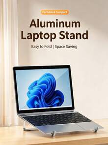 Aluminum Alloy Folding Laptop Stand, Desktop Height Adjustable Foldable Storage Heat Dissipation Tablet Stand, Hollow Heat Dissipation Design, Portable And Collapsible, Comes With Storage Bag, Stable Angle And Anti-Slip. Suitable For Home Desk, Office, Outdoor Commute, Compatible With Various Laptops, Ideal For Students And Office Workers, Raise Screen To Protect Cervical Spine. - One Size - View 2