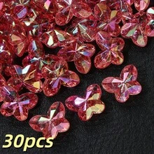 30pcs AB Color Acrylic Butterfly Beads With Glitter Transparent Faceted Butterfly Loose Spacer Beads For Jewelry Making DIY Bracelet Necklace Earring - Butterfly - View 13