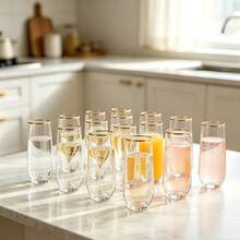 1/6/12pcs Transparent Gold Rim Champagne Glasses, Champagne/Cocktail Glasses, Reusable Unbreakable Acrylic Wine Glasses, Suitable For Weddings, Bachelor Parties And Various Party Events - View 6