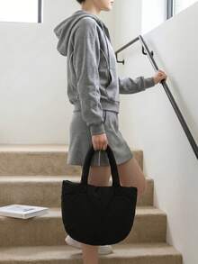2026 Winter Fashion New Soft Lightweight Versatile Cartoon Pendant Padded Large Capacity Portable Shoulder Crossbody Bag - Black - View 9