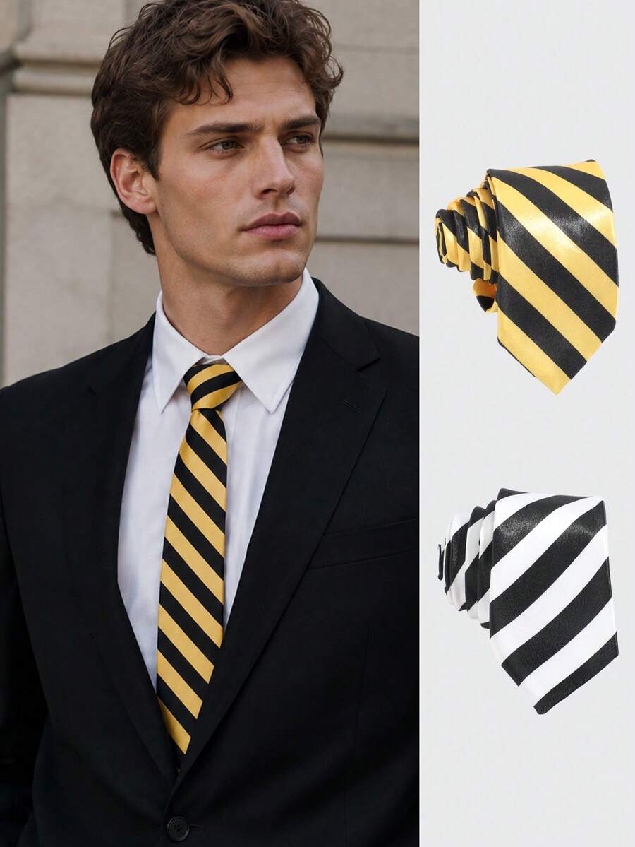 1pc Vintage Shiny Satin Twill Men's Skinny Tie, Cool Street Style Shirt Accessory - Multicolor - View 1