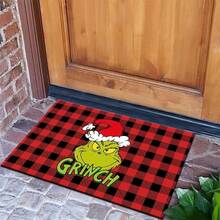 The Grinch The 1PC Christmas Crystal Velvet Floor Mat, Home Living Room Rug, Popular Green Monster Cartoon Print, Suitable For Living Room, Entryway, Doorway Placement, Christmas Home Decor, Create Festive Atmosphere, Practical Holiday Home Decoration - 50 X 80 cm - View 16