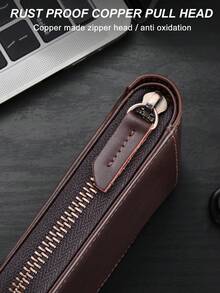 VINCESS Men's Casual Vintage Cow Leather Wallet, Fashion Genuine Leather Wallet, ID Window, Multi-Layer Card Slots With RFID Blocking, Zipper Cash Compartment For Secure And Convenient Use, Suitable For Daily Travel, Perfect Holiday Gift For Men - Coffee Brown - View 9