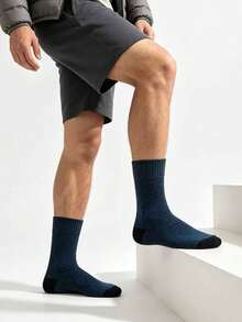 3/5 Pairs Men's Thermal Lined Warm Winter Socks - Comfortable & Warm, Suitable For Hiking, Fishing | Soft Polyester Blend | Machine Washable - Multicolor - View 4