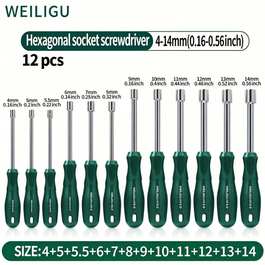 Durable CR-V Alloy Socket Wrench Set, Professional Hand Tool Kit, Suitable For Motorcycle, Car Repair And Home DIY - Hex Socket Screwdriver - View 1
