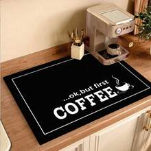 1pc One-Piece Coffee Print Kitchen Countertop Drip Mat, Stain-Hiding, Multi-Functional Kitchen And Dining Home Mat, Suitable For Coffee Machine And Dish Rack, Kitchen Countertop Coffee Mat, Dish Drip Mat, Coffee Pot Mat, Suitable For Coffee Machine, Espresso Machine - Multicolor - View 11