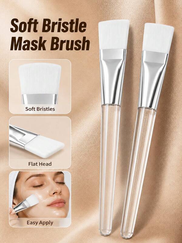 12pcs/6pcs/3pcs/1pc Facial Makeup Brushes For Men And Women, Transparent Handle Mask Brushes, Multi-Functional Mask Brushes, Transparent Handle Face Applicators, Soft Bristles, Skincare Brushes, Suitable For Masks, Body Lotions, Etc., Even Application, Reusable, High-Quality Materials, Easy To Grip And Clean, Suitable For Masks And Eye Masks, Also Suitable For Foundation, Lotions And Other Daily Skincare Products