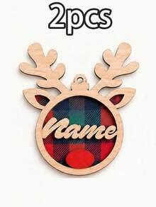 Custom Reindeer Name Christmas Ornament, Personalized Party Decor, Festive Antler Style, Checkered Decor, Customized Christmas Tree Decoration, Customizable Name Tag, Home Holiday Decor, Unique Christmas Gift 2026, Room Decor, Family And Friends - Red - View 9