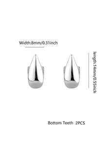 RACHELZ Hip-Hop Style 2pcs/Set Vampire Fangs Glossy Dental Caps, Smooth Upper And Lower Teeth Covers, Unisex Jewelry Accessories, Halloween Gift, Cosplay Teeth Decor - Silver - View 3