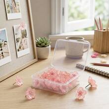 10pcs Pink Cherry Blossom Pattern Push Pins, Decorative ABS Resin Push Pins, Suitable For Photos, Postcards And Notes, Messages, Paper - A - View 2