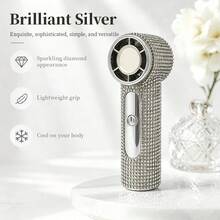 New Turbo High-Speed Handheld Fan, Rhinestone Decor, 100-Speed Wind Adjustment, Essential For Outdoor Travel Activities, Powerful Wind Long Battery Life Portable Mini Fan, 1200mAh - Handheld - View 11