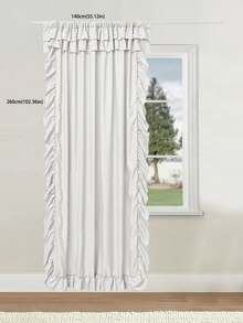 1pc Minimalist Solid Color Lace Trim Curtains, American Style Semi-Sheer Privacy Curtains For Bedroom Windows, Living Room Breathable Curtains, Home Window Decor, Holiday Decoration, Living Room Curtains - White - View 12