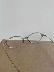 1 Pair High-Quality Women's Fashion Elegant Personalized Clear Tea Gray Oval Small Frame Glasses - Clear - View 5