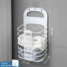 Large Dirty Clothes Hamper Wall-Mounted Bathroom Folding Laundry Basket Dormitory Clothes Storage Durable - Laundry Basket - View 16