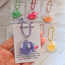 7Pcs/1PC Colorful Sequin Cartoon Smiling Face Keychain Set, Plastic Decorative Pendant, Keychain Suitable For Backpack, Wallet, Car Key Decoration Accessories, Party Key Ring Gift, Suitable For Birthday, Wedding, Valentine's Day, Teacher's Day, Thanksgiving, Christmas Gift - Multicolor - View 5