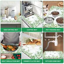 1pc Green Leaf & Butterfly Pattern Kitchen Absorbent Dish Drying Mat, Fresh Natural Style, Suitable For Kitchen Countertop, Coffee Machine, Dining Table And Spring/Summer Home Decor - Multicolor - View 8