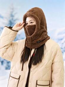 Women's 4-In-1 Winter Hooded Balaclava Face Mask, Adjustable Drawstring Neck And Ear Warmer, Solid Color Pullover Ski Hat, Suitable For Cycling, Skiing, Snowboarding, Hiking, Camping, Commuting, Traveling And Outdoor Cold Weather Accessories - One Size Fits All - View 15