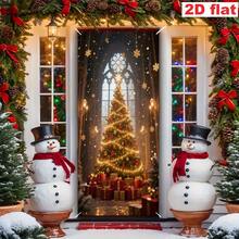 Party Banner, Flag Ribbon - 1pc, Polyester Christmas Tree Door Frame Hanging Tapestry, Red And Gold Bow And Pine Branch, Cute Red Nose Reindeer Background Design, Snowflake Pattern Design - 2D Hanging Banner, Suitable For Christmas Party Decoration, Winter Holiday Indoor And Outdoor Decoration, Home Decor, No Power Required - 1 - View 15
