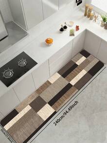 1pc Vintage Faux Wood Grain Square Geometric Patchwork Floor Mat, 3.5mm Thick Cuttable Cushioned Anti-Fatigue, Kitchen Anti-Slip Mat, Kitchen Rug, Bathroom Toilet Mat, Hallway Carpet, Entryway Living Room, Outdoor Doormat - Multicolor - View 16