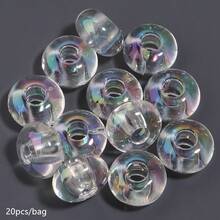 20pcs/Pack 14*8mm Acrylic Transparent Coated Large Hole Flat Beads DIY Phone Chain Necklace Keychain Decoration Loose Beads Handicrafts Home Decor Flat Round Beads - Transparent Plated Large Hole Flat Bead - View 19